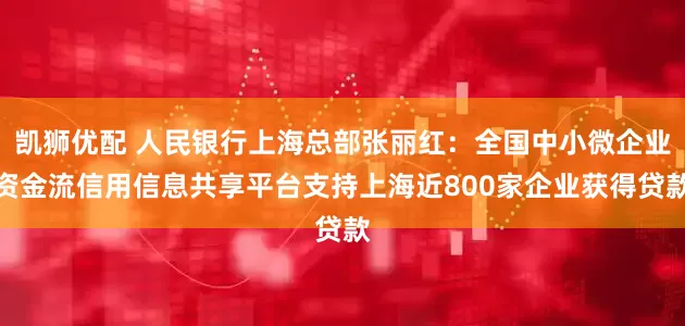 凯狮优配 人民银行上海总部张丽红：全国中小微企业资金流信用信息共享平台支持上海近800家企业获得贷款